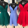 Simple Blue Chiffon Short Homecoming Dress