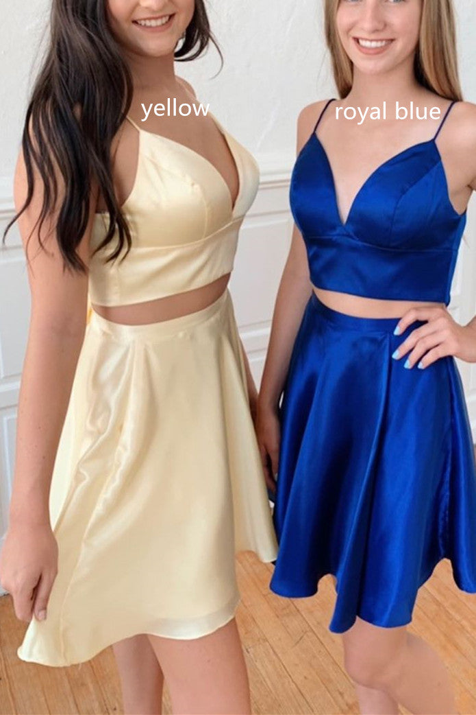 Two Piece Red Homecoming Dress with Tie Back