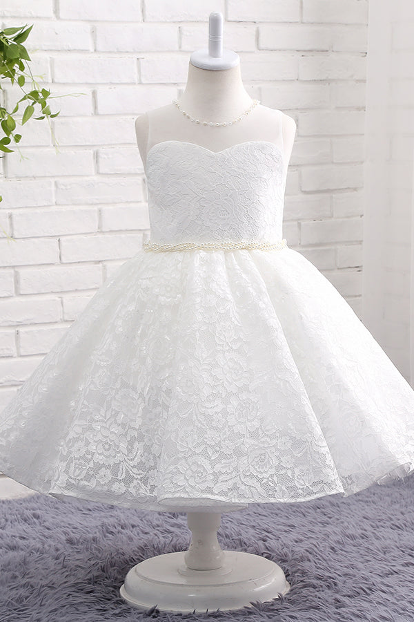 Lace Flower Girl Dress with Pearl