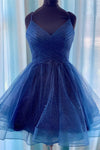 Cute Sparkle Navy Blue Homecoming Dress