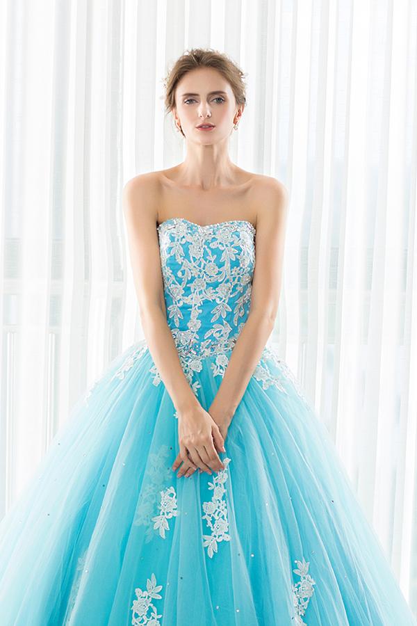 Strapless Lace Up Long Prom Evening Dress