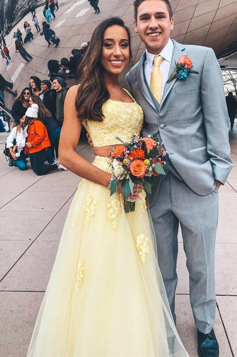 Yellow and clearance navy blue prom
