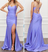 Elegant Lavender Straps Long Bridesmaid Dress with Slit