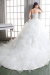 Princess Long Sweetheart A-line White Wedding Dress with Ruffles