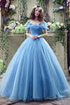 Princess Blue Long Cinderella Dress Ball Gown