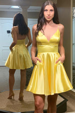 Simple A-Line Short Daffodil Homecoming Dress