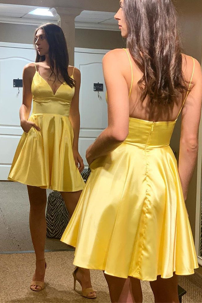Simple A-Line Short Daffodil Homecoming Dress